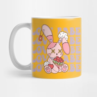 Love Babe Cute Bunny Bouquet of Roses Happy Valentines Day Mug